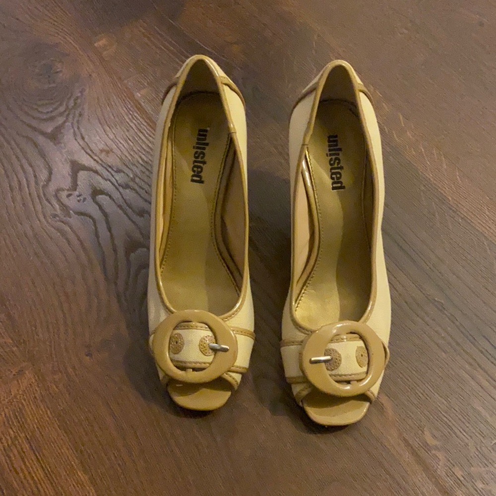 Unlisted Brand Nude Peep Toe heels
